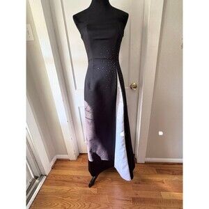 Jessica McClintock for Gunne Sax Vintage Strapless black/white long gown size 3